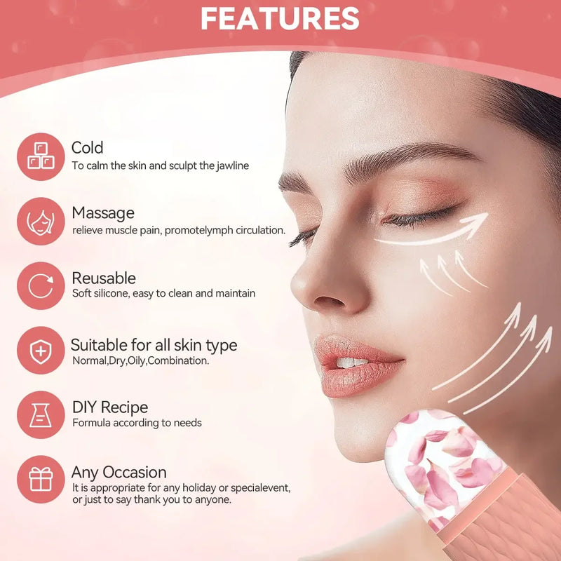 Rolo facial de gelo e conjunto de ferramentas gua sha de aço inoxidável, massageador facial rolo de gelo ferramenta de cuidados com a pele conjunto de beleza ferramenta de contorno de levantamento