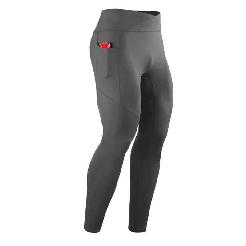 Summer Spring Autumn Men Running Tights GYM Pocket Pants Male Basketball Football Soccer Fitness Exercise Sport Long Leggings 24