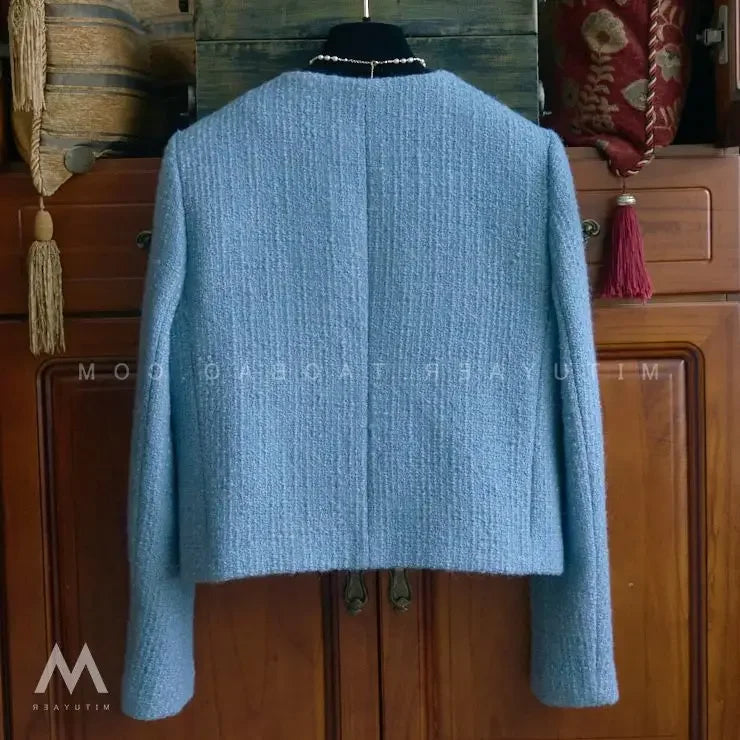 French style small fragrance short double breasted coat for women's spring and autumn new tweed top  harajuku