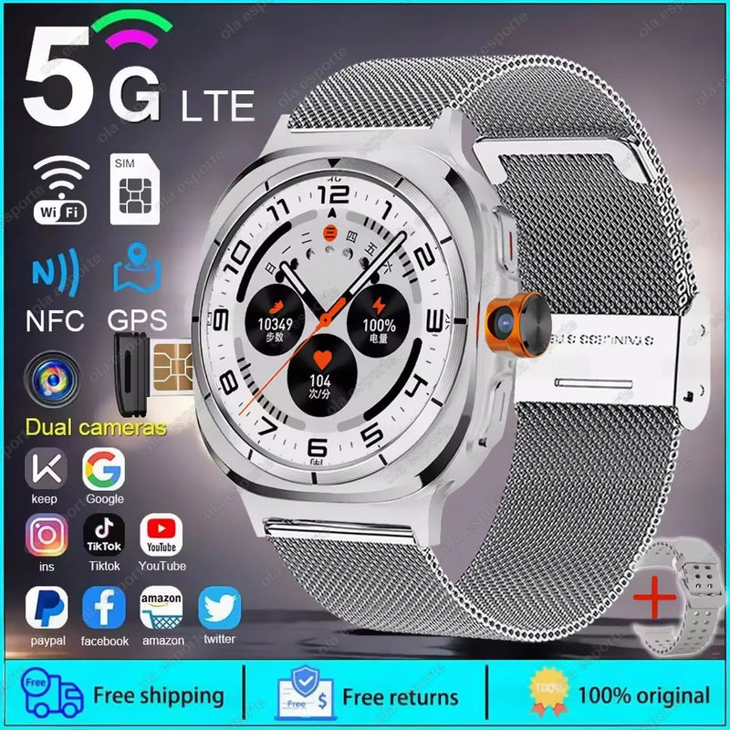 2025 novo relógio inteligente 4g/5g sim completo netcom wifi nfc gps 32gb relógios para homem 32gb de armazenamento câmera hd smartwatch para ios/android