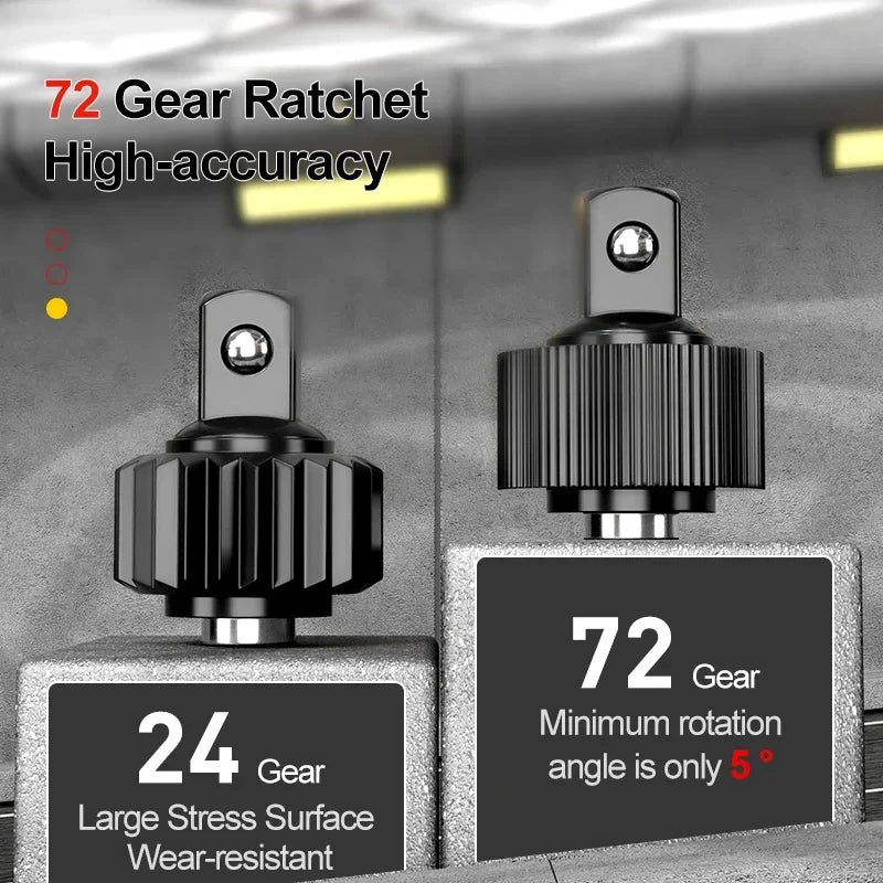 72 dentes 1/4 "1/2" chave de soquete telescópica catraca CR-V liberação rápida profissional ferramentas manuais reparo automóvel