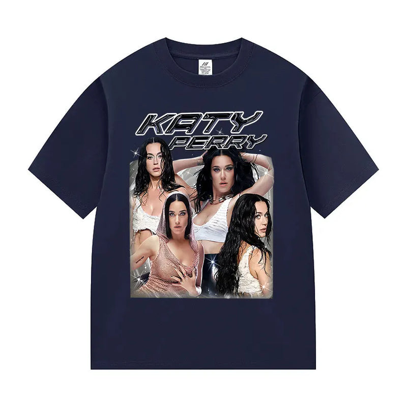 Singer Katy Perry The Lifetimes Tour 2025 Graphic T-Shirt Men Women's Fashion Harajuku T-Shirts Vintage Oversized Cotton T Shirt