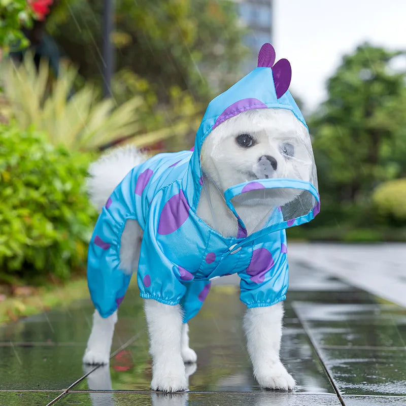 Dog Waterproof Raincoat with Poncho Hoodie, Adjustable Pet Rain Jacket with Leash Hole for Small Medium and Large Dogs