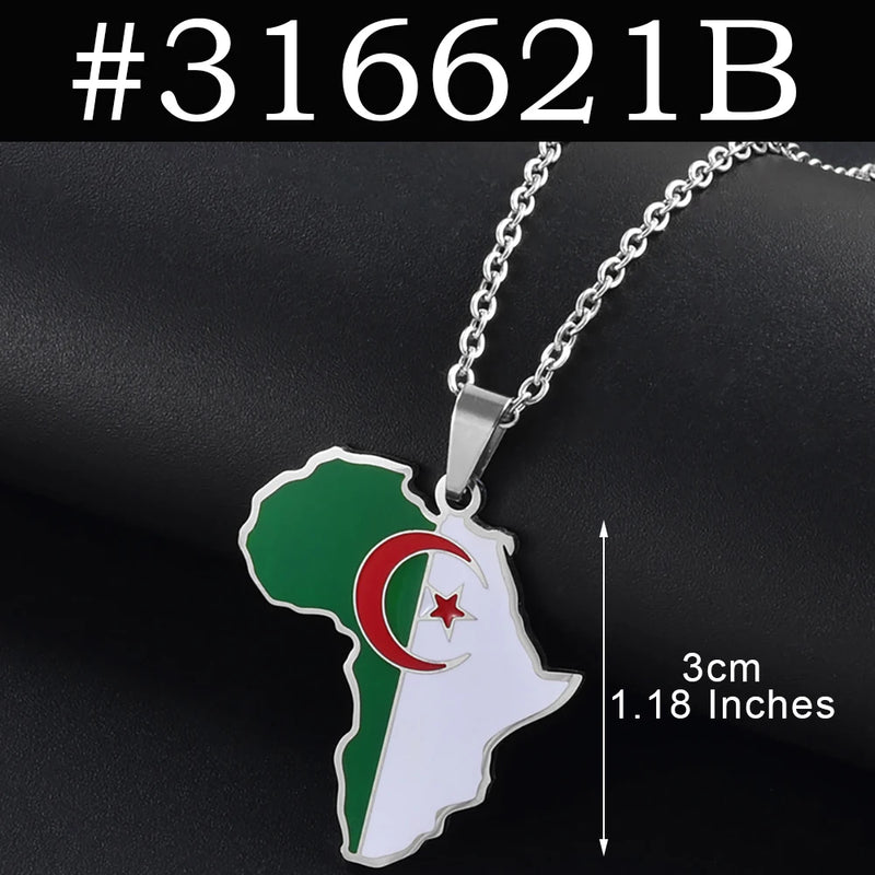 Anniyo 3CM Hip-hop Africa Map Pendant Necklaces Stainless Steel Algeria Morocco Egypt Tunisia Libay Jewelry