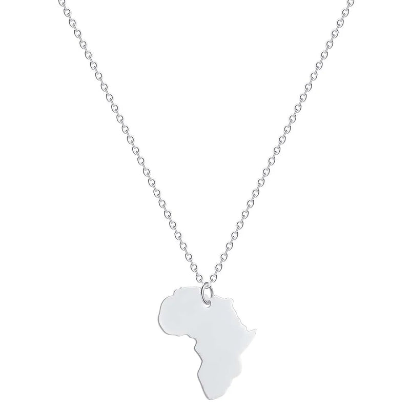 Stainless Steel Necklace, New Accessories, Africa Map Pendant Collarbone Chain bored ape  gothic
