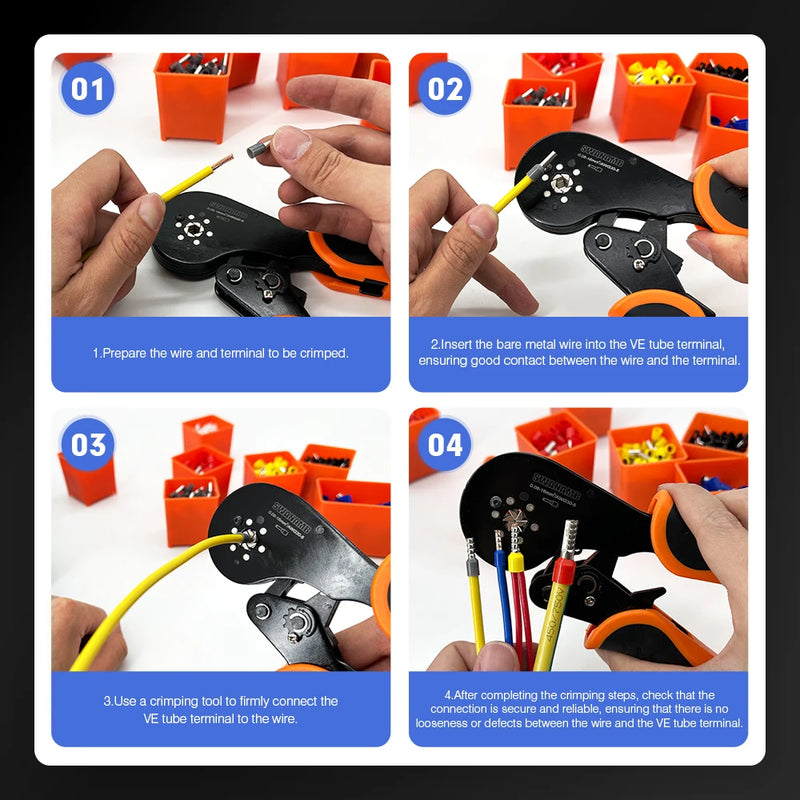 Alicate de friso terminal tubular hsc8 6-4a/16-6 (máx. 0.08-16mm2) fio crimper mini virola crimper ferramentas kit elétrico doméstico