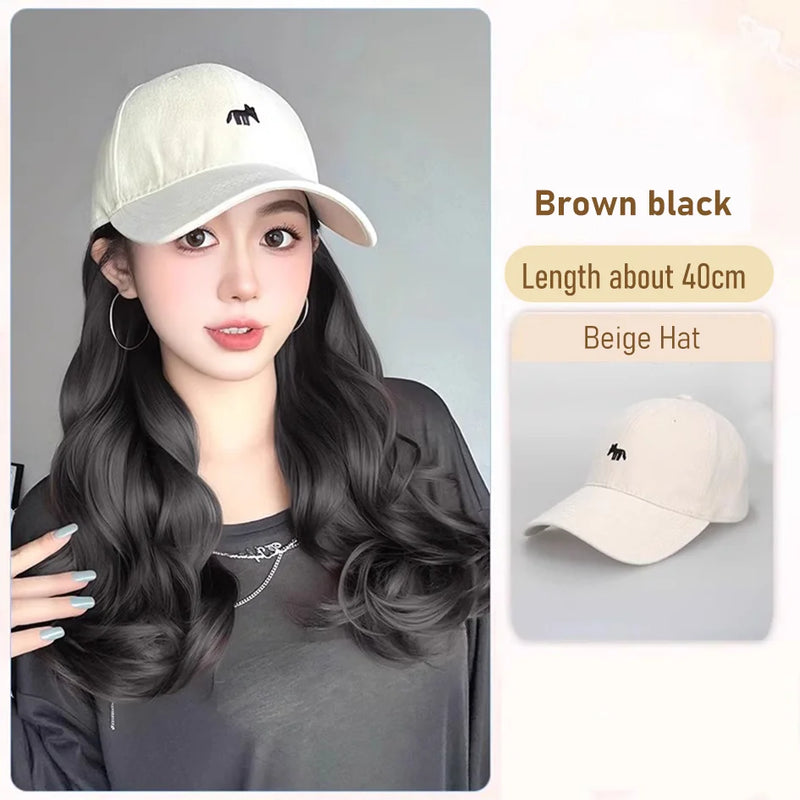 synthetic 30/40cm45cm wig baseball cap long straight hair wig duck tongue cap bobble head curly hair ponytail bob Christmas gift