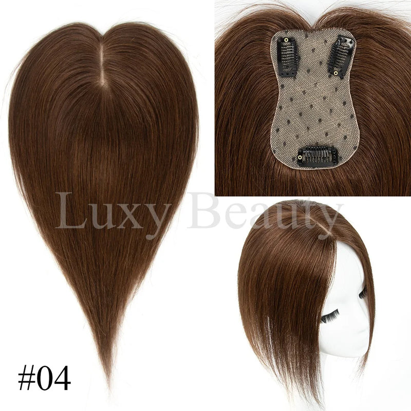 Topper de cabelo humano cinza para mulheres 100% grampo de cabelo humano em postiços natural preto loiro marrom grampo de cabelo em topper cabelo