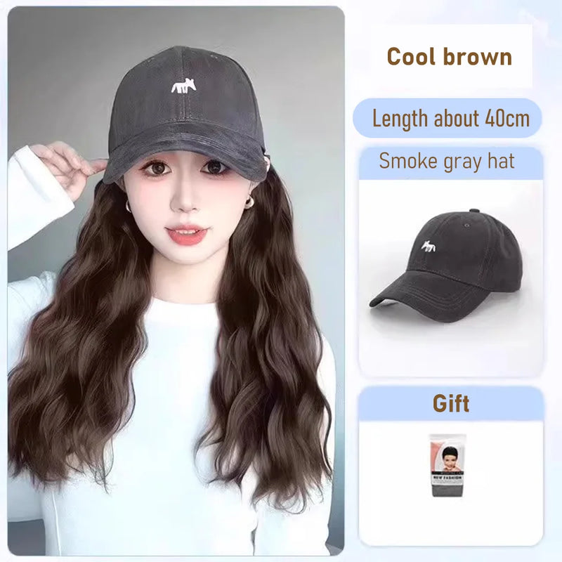 synthetic 30/40cm45cm wig baseball cap long straight hair wig duck tongue cap bobble head curly hair ponytail bob Christmas gift