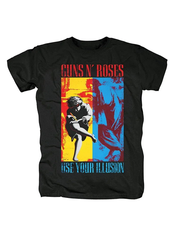 Rock and Roll Fashion singer band Hard Print Short Sleeve Men's Cotton Plus Size T-shirt Oversize Tees