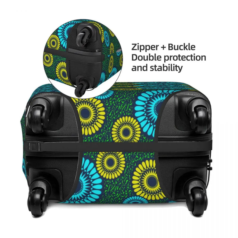 Funny Africa Ankara Geometric Art Luggage Cover Protector Elastic Travel Suitcase Covers