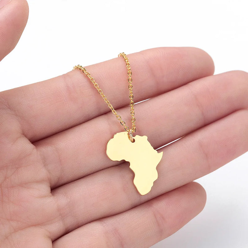 Stainless Steel Necklace, New Accessories, Africa Map Pendant Collarbone Chain bored ape  gothic