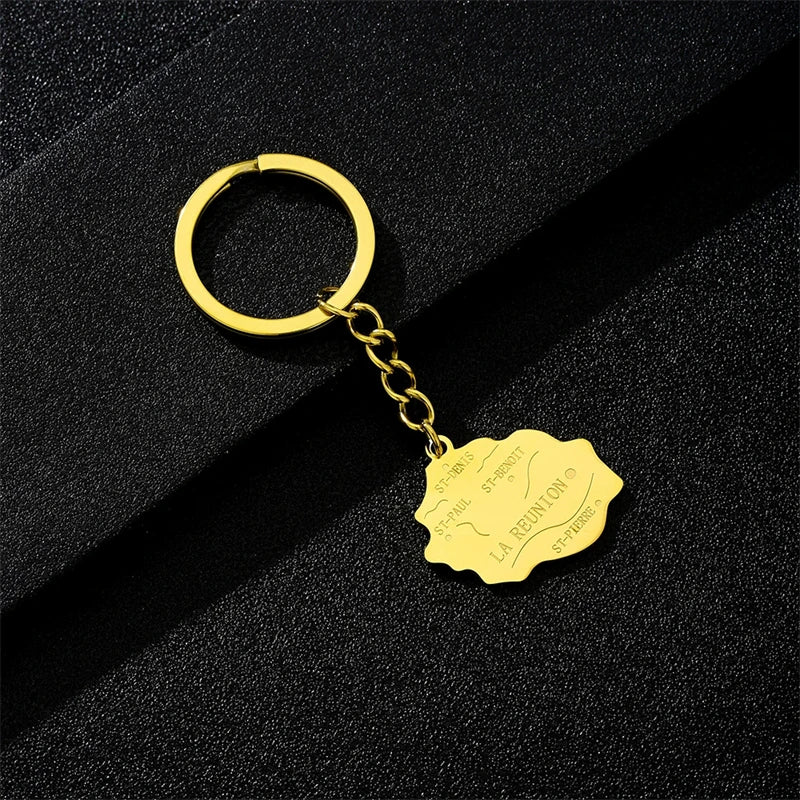 Fashion Reunion Island Map Pendant Necklace Stainless Steel For Women Girls Gold Silver Color Charm Female Choker Jewelry