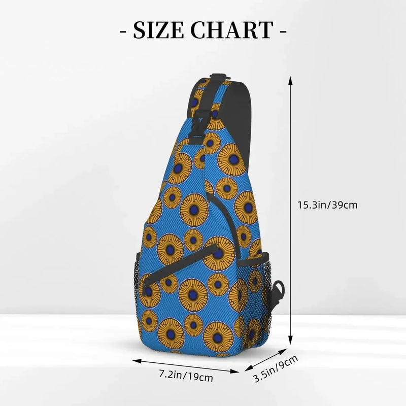 African Wax Print Ethnic Sling Bags Chest Crossbody Shoulder Sling Backpack Outdoor Sports Daypacks Printed School Bags
