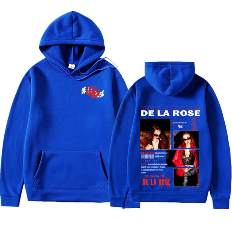 De La Rose Album Trendy Double Sided Print hoodies Mens High Quality trendy gothic Oversized popluar pullover Casual Sweatshirts