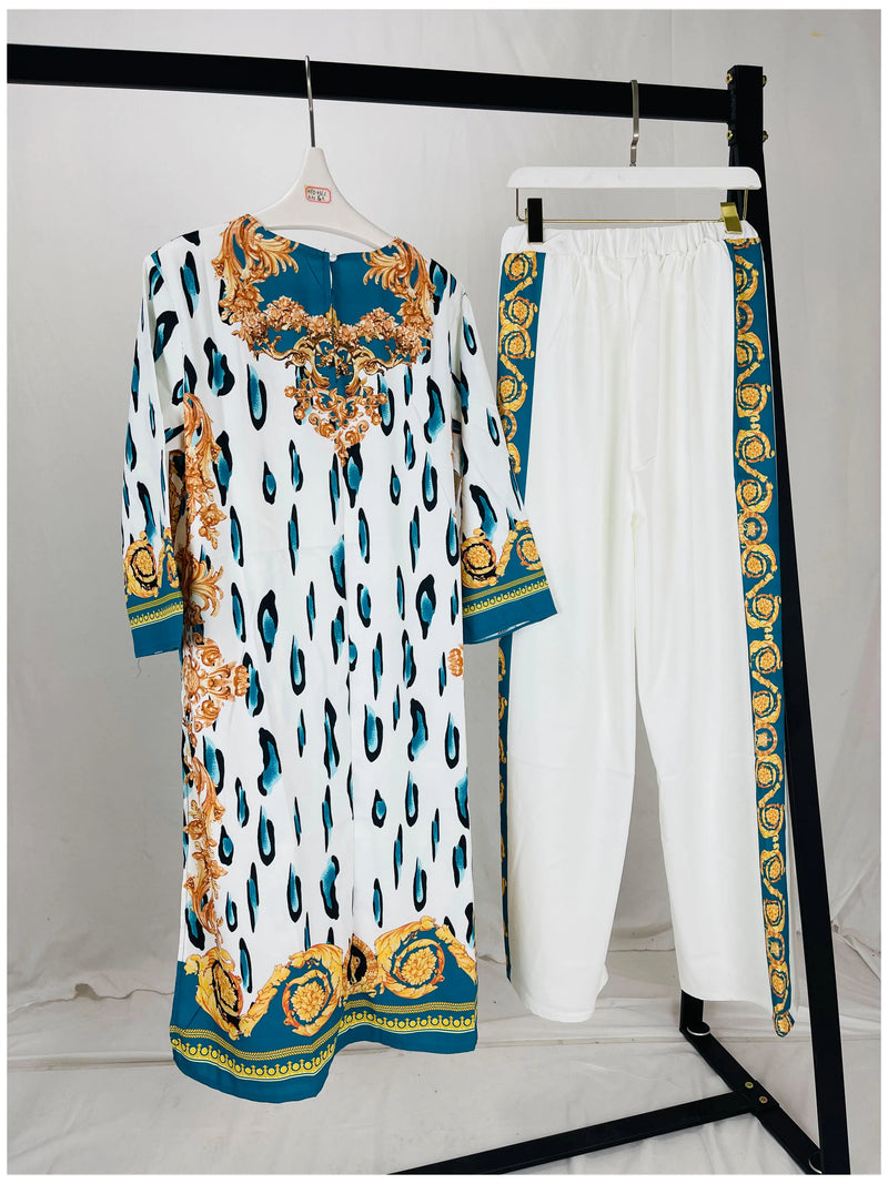 Terno africano dashiki para senhora, vestido e calças, conjunto de roupas de duas peças, sexy e elegante, nova moda, 2024