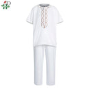 H & d camisa calças 2 peças conjunto para crianças meninos 2022 africano roupa crianças dashiki bordado manga curta topo calças terno robe