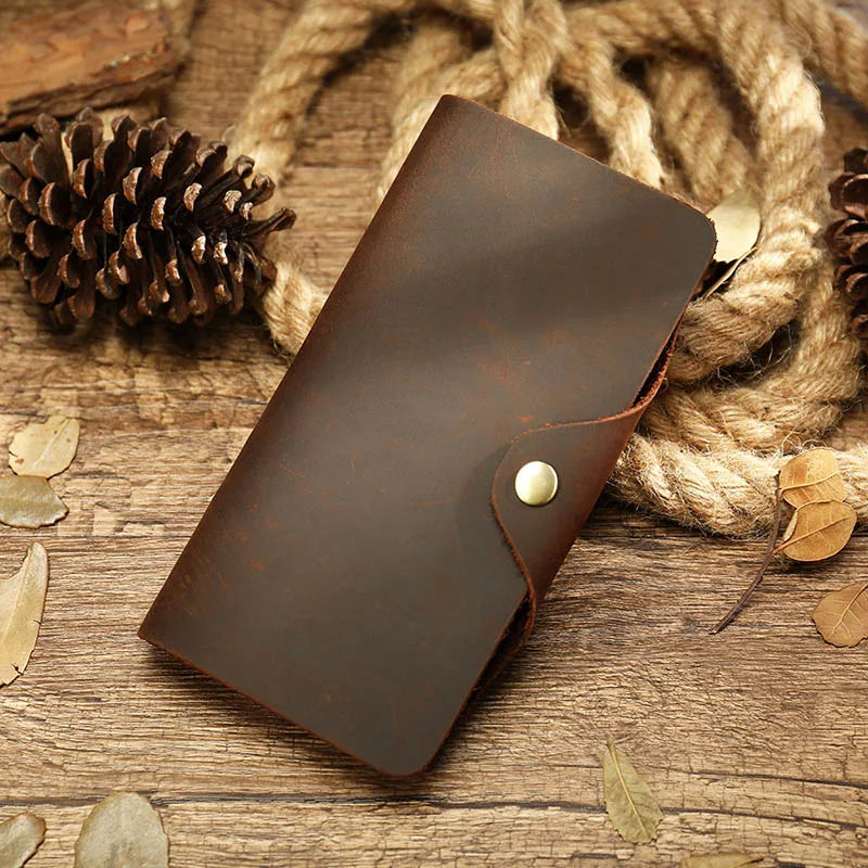 Luufan Crazy horse leather Men Long Wallet Genuine Leather Women Credit Card Holder Short Purse Hasp Business Male Clutch Wallet