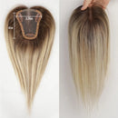Toppers de cabelo humano 100% real para mulheres ombre marrom loiro topper de cabelo 3.5*4 polegadas base de renda clipe em extensões de cabelo para perda de cabelo
