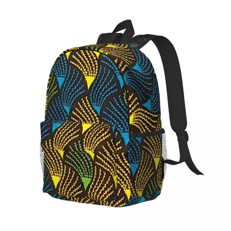 African Ankara Wax Print Backpack Student Boys Girls BookBag Kids School Bag Laptop Shoulder Bags for Men Women