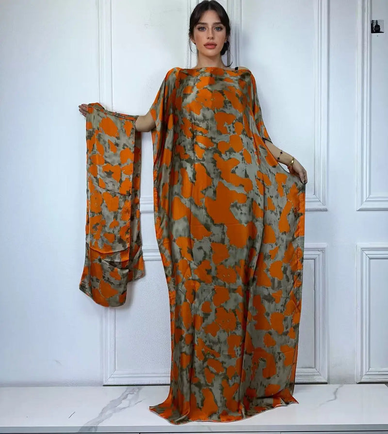 Winyi africano muçulmano senhora verão boho moda impresso kaftan vestido de férias solto streetwear abaya com cinto vestido de praia