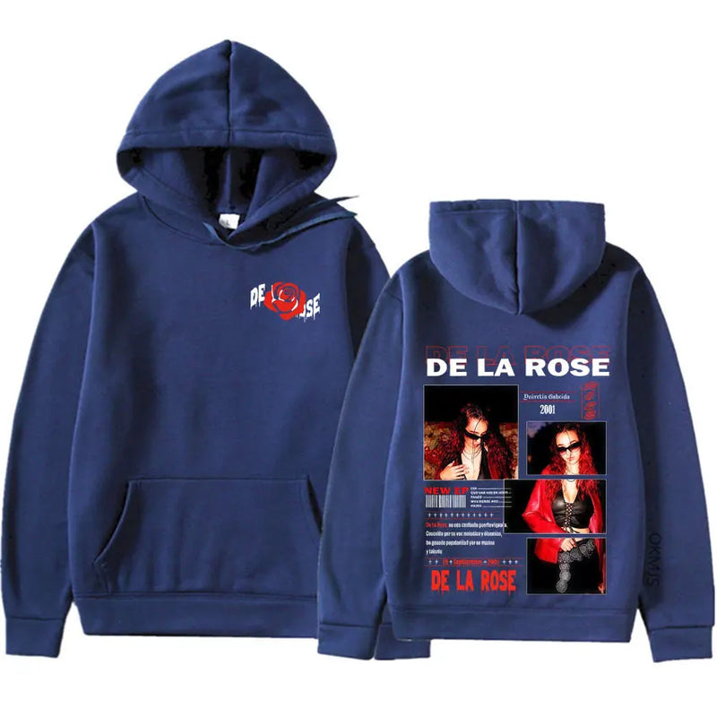 De La Rose Album Trendy Double Sided Print hoodies Mens High Quality trendy gothic Oversized popluar pullover Casual Sweatshirts