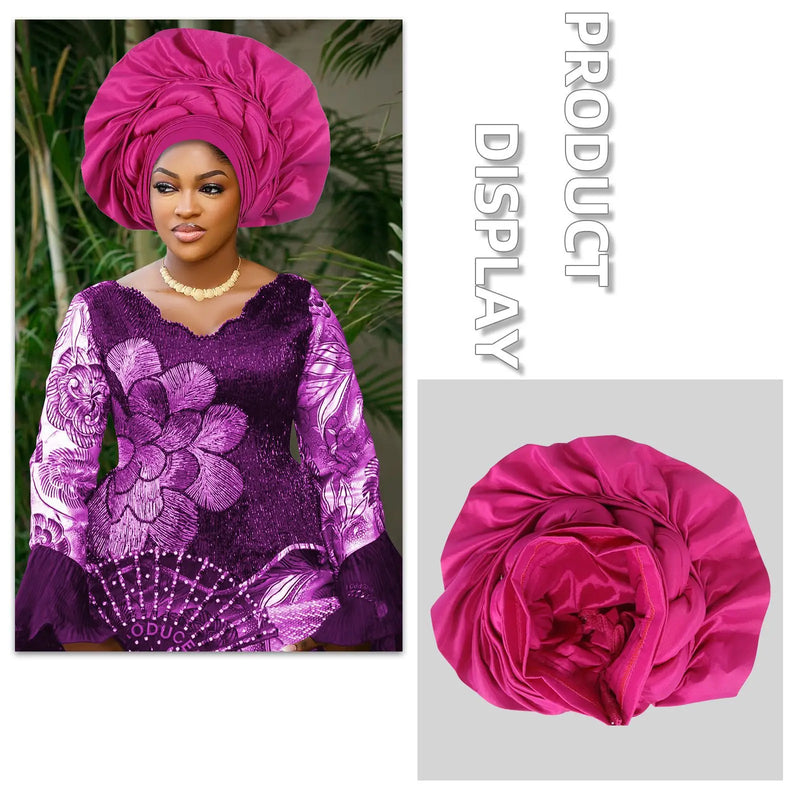 African Female Turban Cap Women Autogele Headtie Nigeria Fan Geles Wedding Party Head Wraps Headwear Bonnet Hijab Hat Headscarf