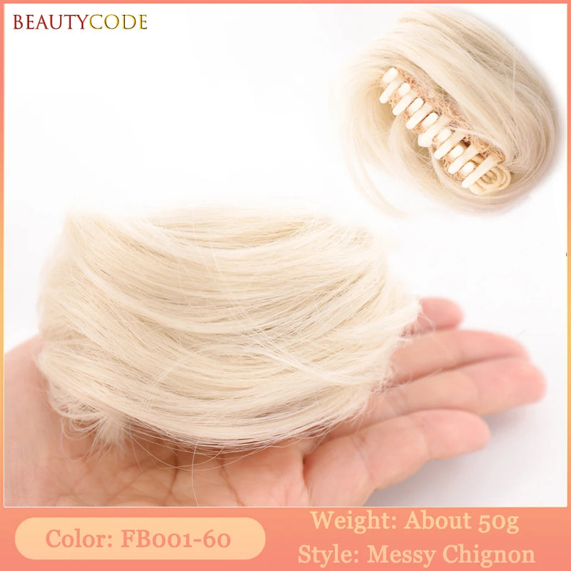 BEAUTYCODE Synthetic Clip-on Hair Bun Elastic Band Hair Messy Chignon Extension Scrunchie Hairpiece For Women and Kids