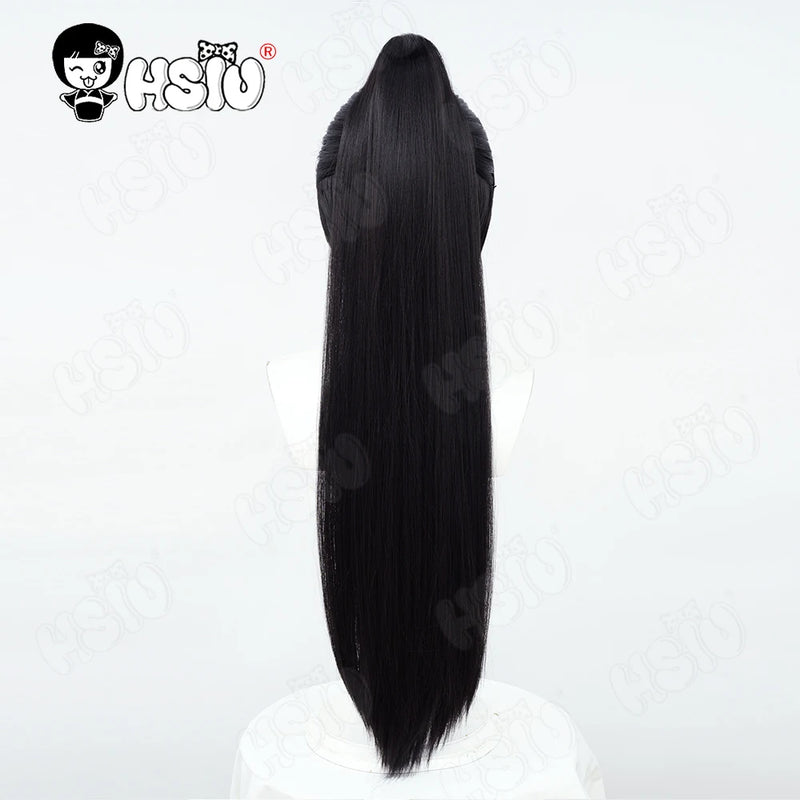 Sage Cosplay Wig Fiber synthetic wig「HSIU」90cm long black Wig+Wig cap Game VALORANT Cosplay Wig
