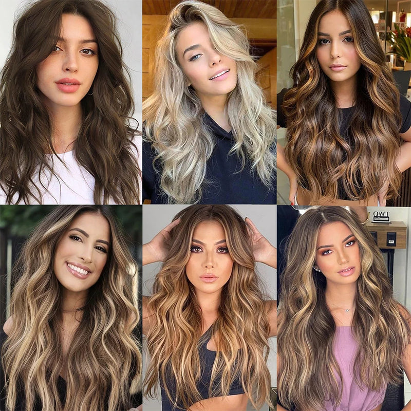 Leeons ondulado clipe em extensões de cabelo 4 pçs natural macio longo ondulado postiços grosso duplo trama clipe em extensões de cabelo para mulher