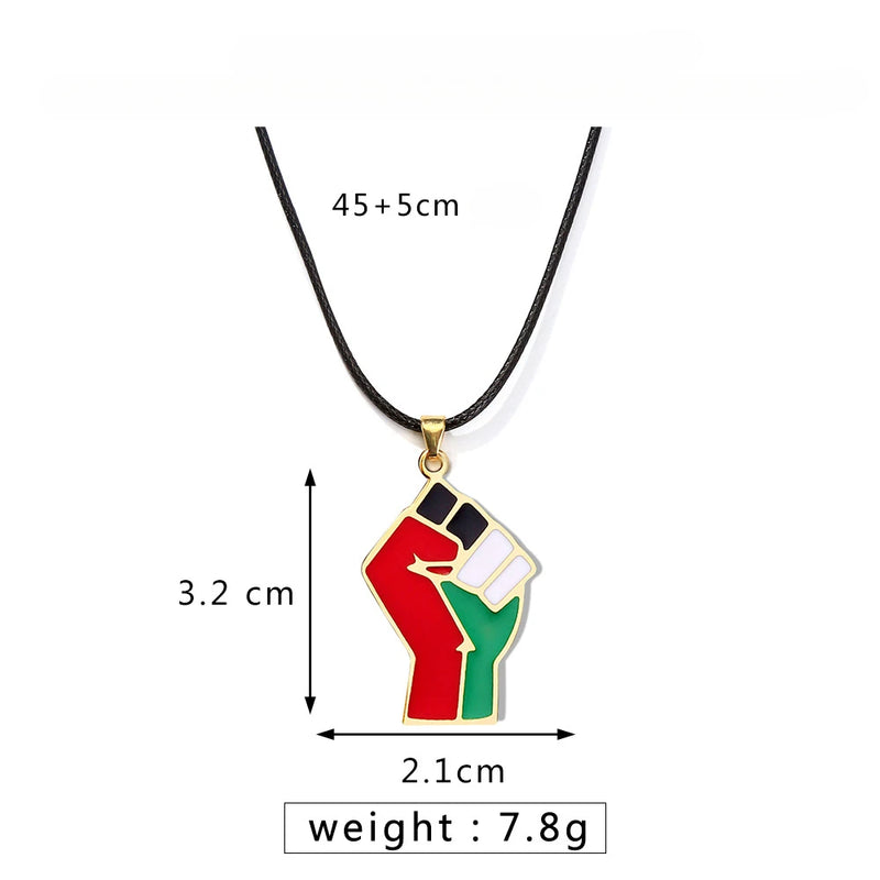 Meetvii Ethnic Free Arabic Fist Map Drop Glue Pendant Necklaces Personalized African Symbol Rope Chain Neck Jewelry Women Men