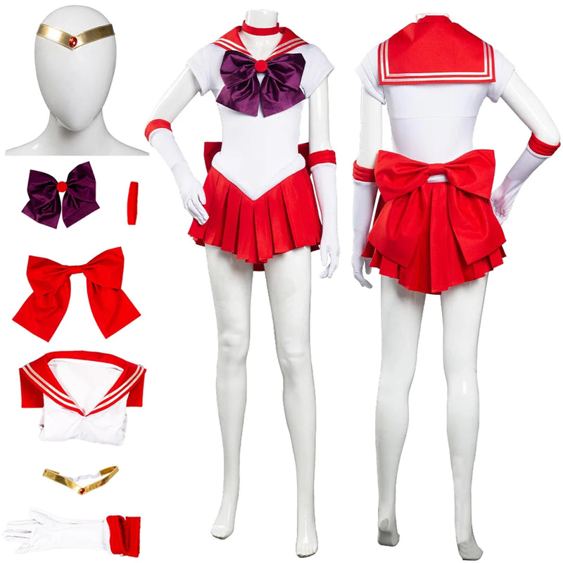 Hino rei cosplay anime marinheiro marte cosplay fantasia traje disfarce para mulheres meninas vestido bandana halloween carnaval terno
