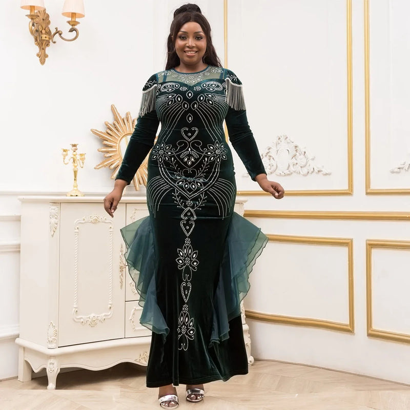 Spring Autumn African Women Long Sleeve O-neck Long Dress Dashiki African Clothes Maxi Dresses African Dresses for Women