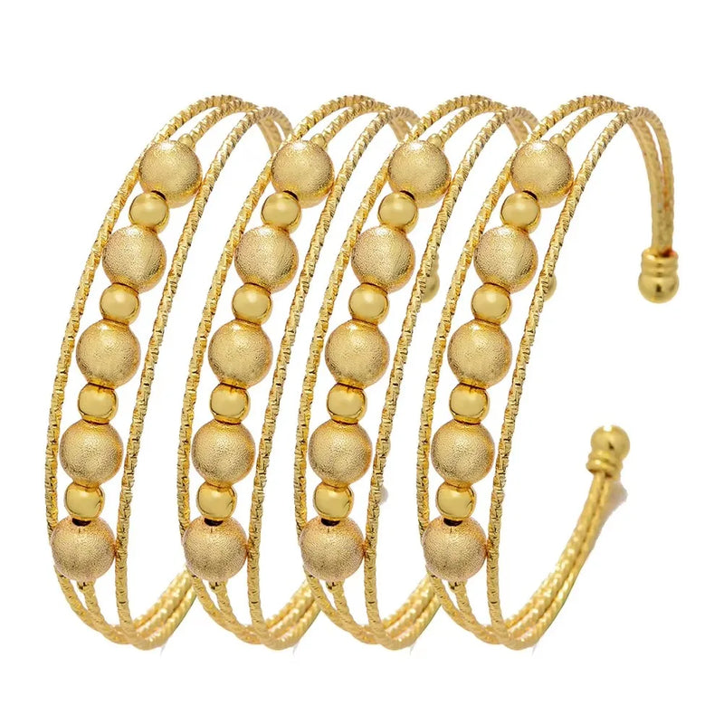 Ethiopian 4Pcs/lot Africa Gold Color Bangles for Women Dubai Bride Bracelet African Wedding Jewelry Middle East Items