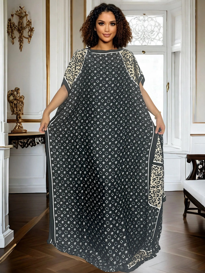 Elegante plus size praia Abaya férias e traje casual, vestido maxi solto