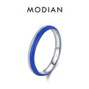 MODIAN-Eternidade Empilhável Anéis de Festa para Mulheres, 925 Prata Esterlina, Esmalte Klein Azul, Brilho, CZ, Jóias Finas