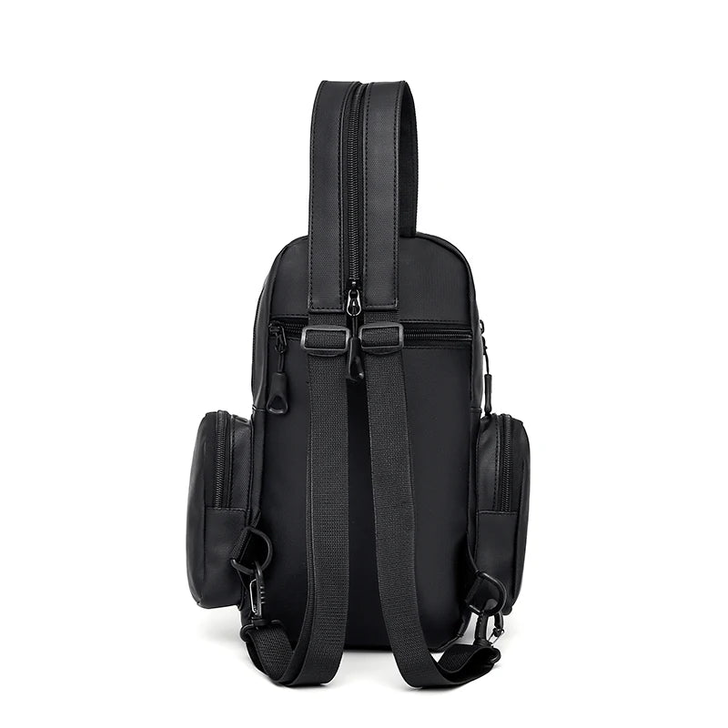 Mochila multifuncional e multi-bolso para homens, bolsa de peito leve, bolsa transversal diagonal, cor sólida