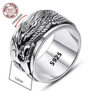 Preço de fábrica s925 prata esterlina grande parede padrão girador anel masculino feminino prata real dupla camada rotativa anéis jóias