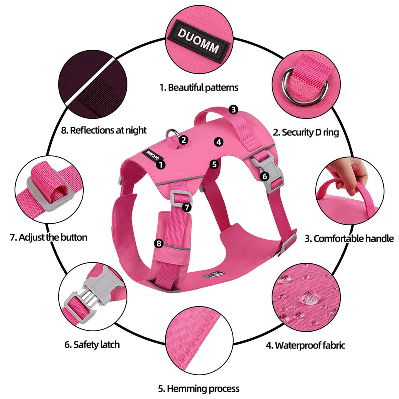 Arnês para cães atualizado, colete tático de nylon à prova d'água para cães pequenos, médios e grandes, refletivos, acessórios para cães de estimação