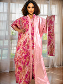 Vestido Dashiki africano de luxo para mulheres-bordado floral manga morcego vestido maxi solto