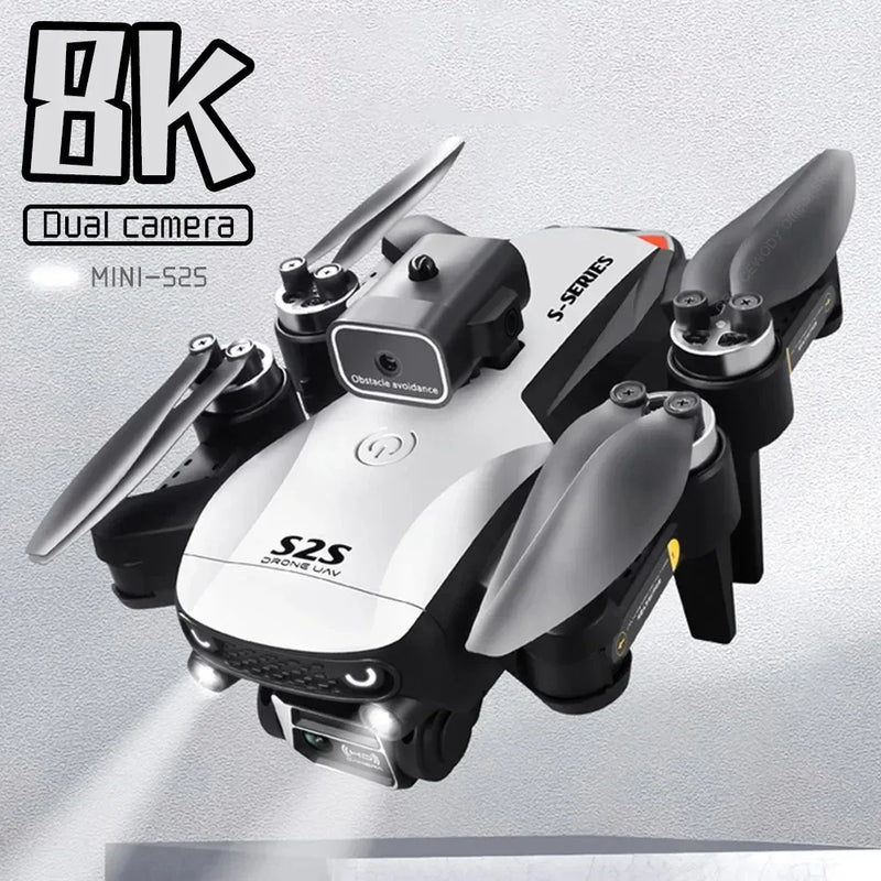 S2S Mini Drone 4k 8K HD Câmera para evitar obstáculos Fotografia aérea Motor sem escova Dobrável Rc Quadcopter Brinquedo infantil