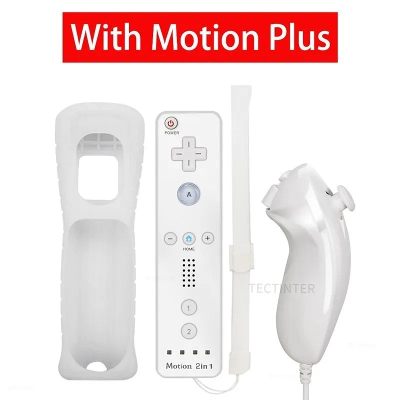 2 em 1 controle remoto sem fio bluetooth para wii wii u controle opcional movimento mais gamepad nunchuck conjunto com capa de silicone