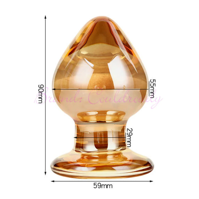 55mm cristal dourado grande vidro anal plug buttplug vibrador massageador de próstata feminino masturbação erótica brinquedos sexuais adultos para homem