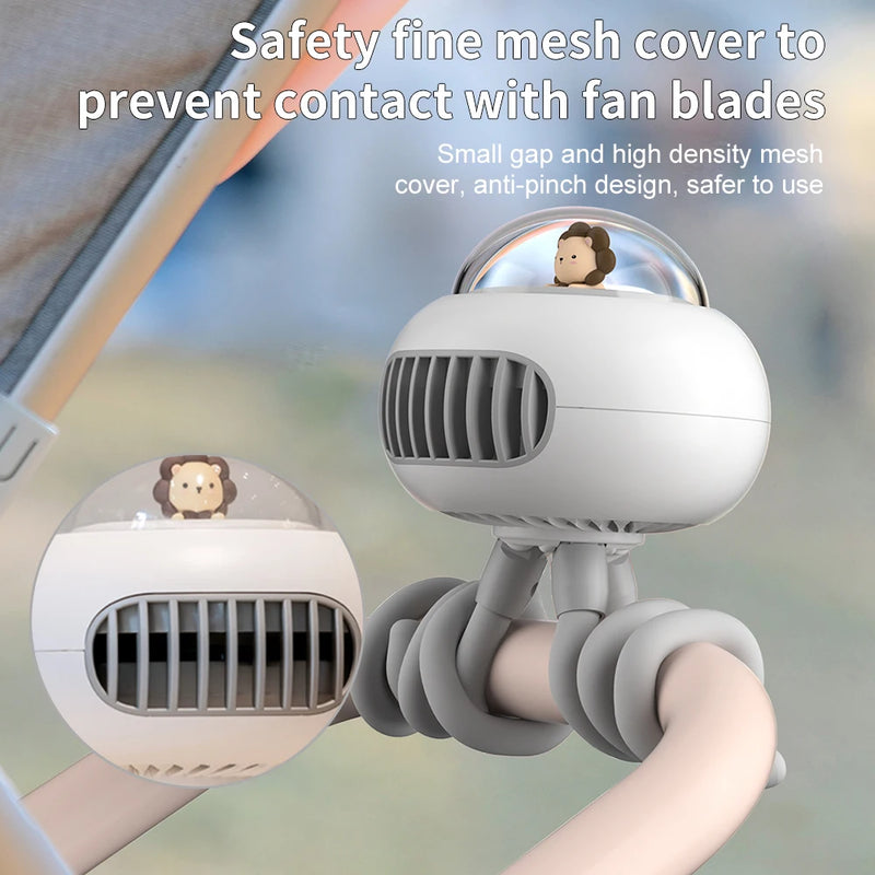 Mini ventilador para carrinho, ventilador oscilante automático, ventilador portátil alimentado por bateria de 1200mAh, ventilador com clipe de tripé flexível de 3 velocidades para carro