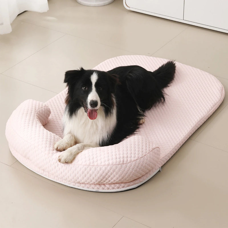 Cama grande para cães, respirável, primavera verão, resfriamento, antiderrapante, cama para gatos com travesseiro, tecido de seda gelada, cama para cães pequenos, almofada para animais de estimação