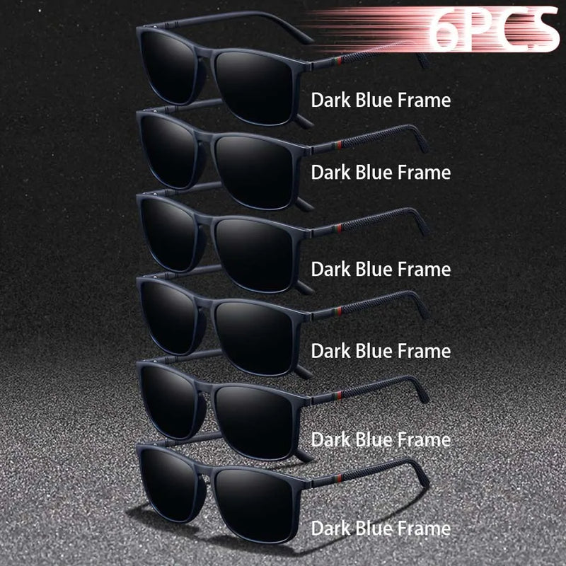 6 pçs moda quadrado uv400 óculos de sol das mulheres dos homens condução pesca caminhadas colorido na moda leve ao ar livre óculos
