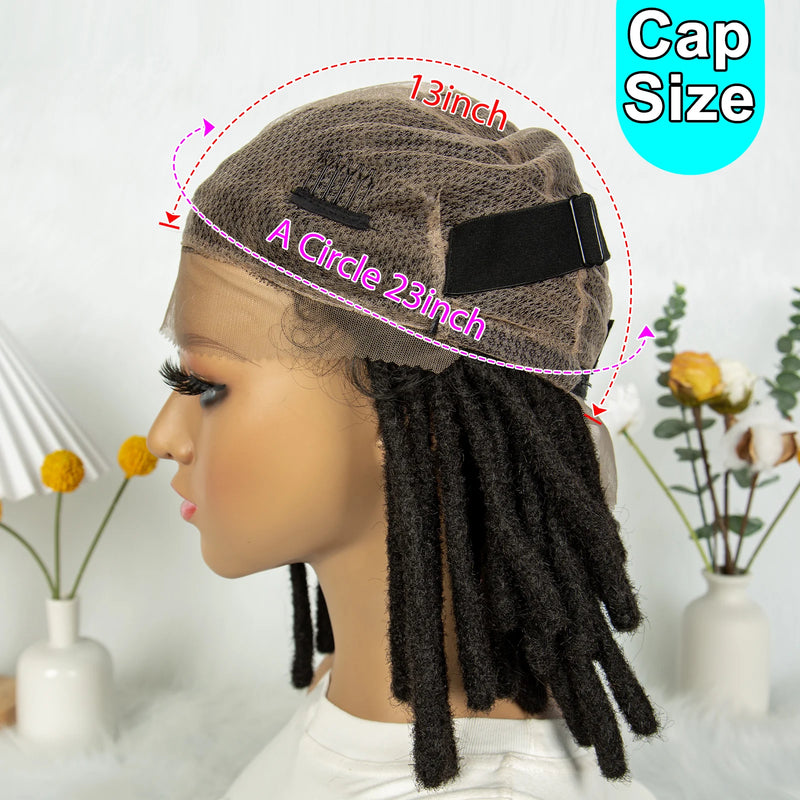 KIMA Dreadlocks Cornrow Braided Wigs Short Locs Full Lace Wig Dreadlock Box wigs with Baby Hair for Africa Women