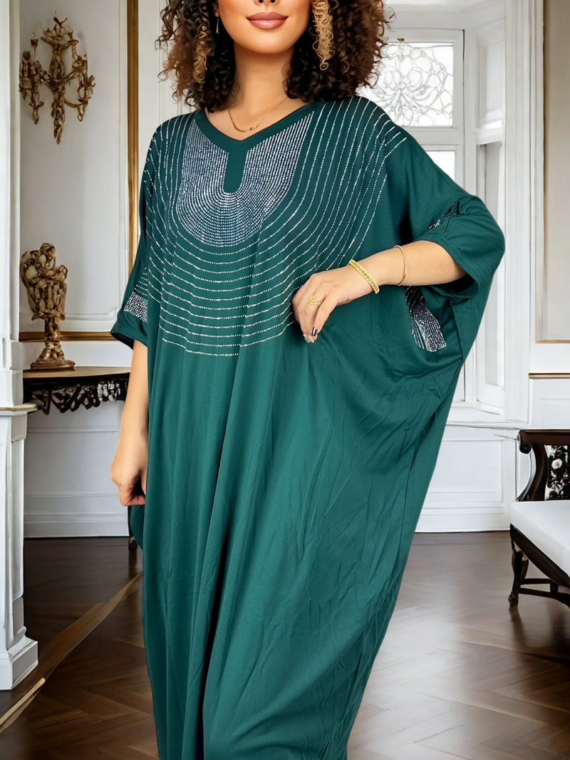 Impressionante vestido de noite feminino brilhante e brilhante incrustado de strass elegante vestido maxi brilhante