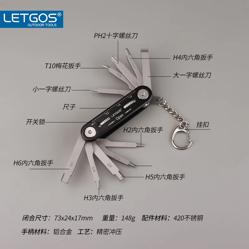 Letgos 12 em 1 conjunto de chave allen de bicicleta multi ferramenta de reparo conjunto completo chave de fenda para bicicletas de ciclismo de estrada presente para homem