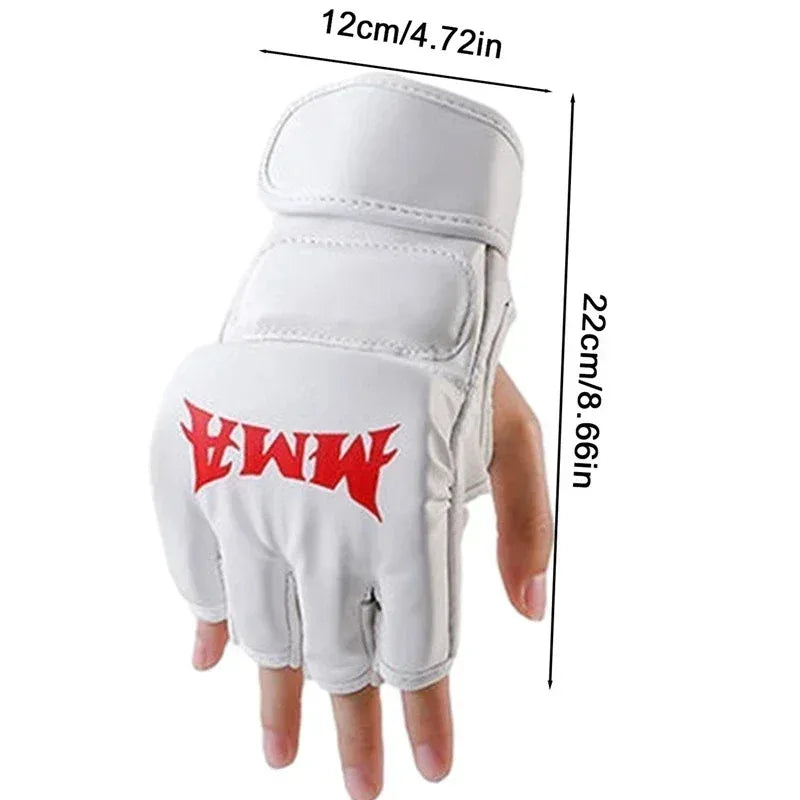 1 Pair Of  Taekwondo Muay Thai Gloves Pu Boxing Gloves Half Finger Sandbag Professional Boxing Training Equipment
